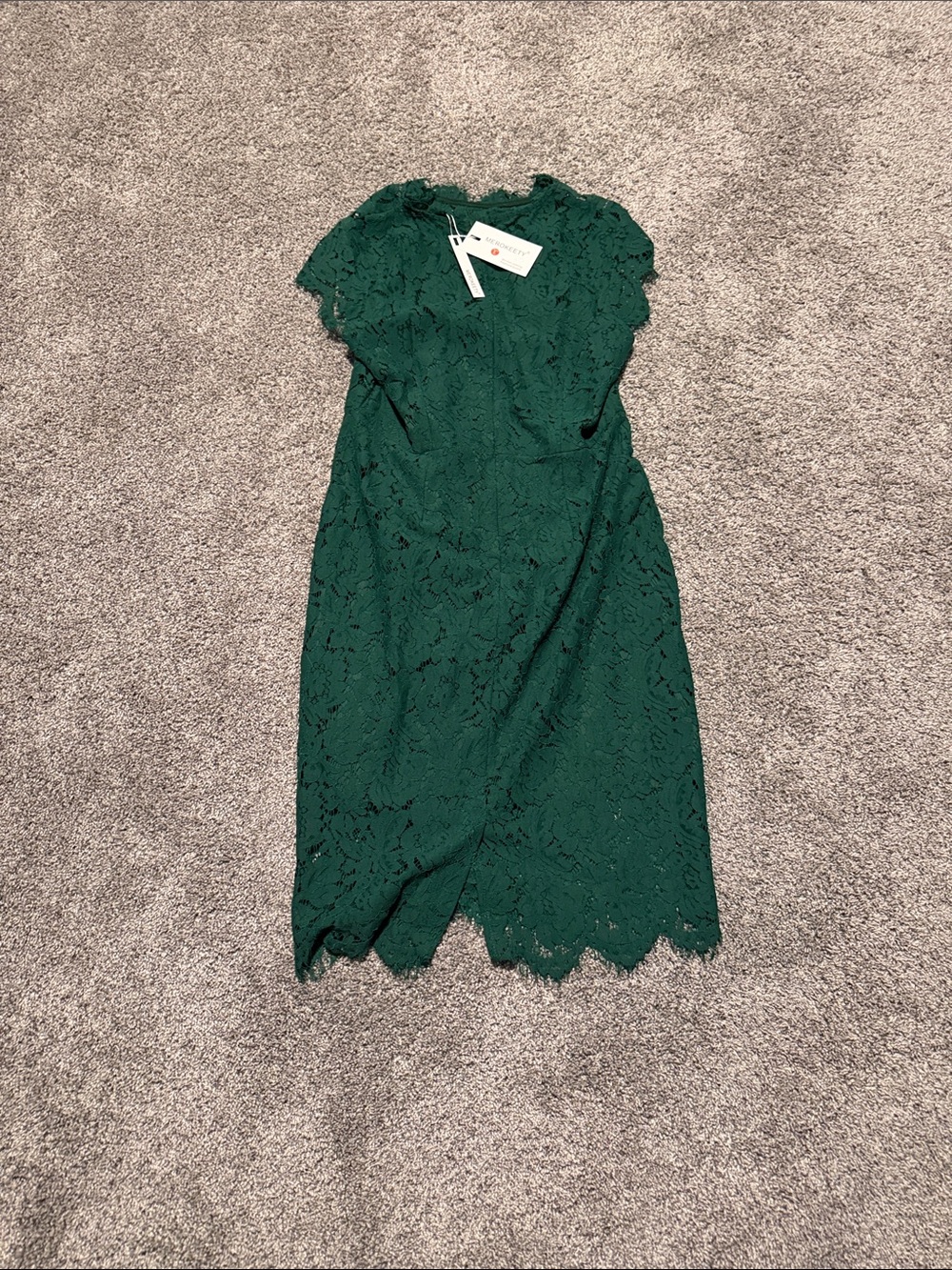 Lace Midi Dress in Dark Green